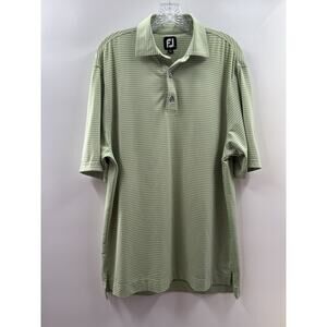 Footjoy Men’s Short Sleeve Striped Golf Polo Yellow Gray Wicking Size Medium